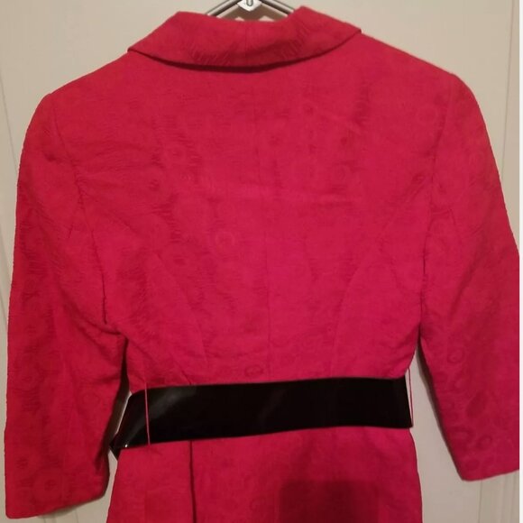 Vintage NINA COLE size 4 RED 2-piece suit SKIRT/JACKET with Shoulder Pads/Belt - Picture 3 of 9